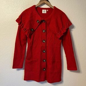 Anthropologie HWR Herlev Boiled Wool Sweater Coat Small